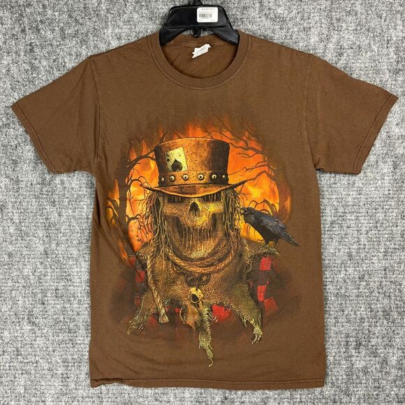 Scarecrow Shirt Mens Small Crow Flames Ace Spades‎ Halloween Horror - Picture 1 of 8